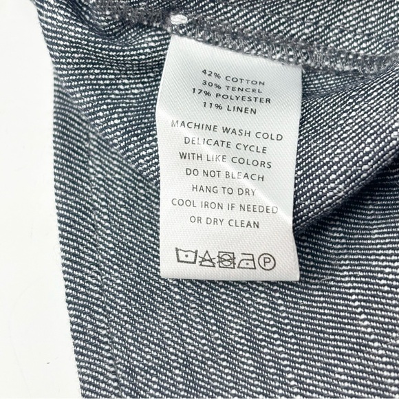 LILLA P Women’s Gray Seamed Shift Dress Linen Blend Pockets Short Sleeve Size S - Picture 6 of 7